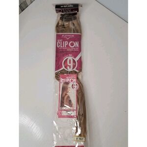 LUV Platinum Remy Clip On Human Hair Extensions 18" P6/27 9 Pcs Blonde Brown